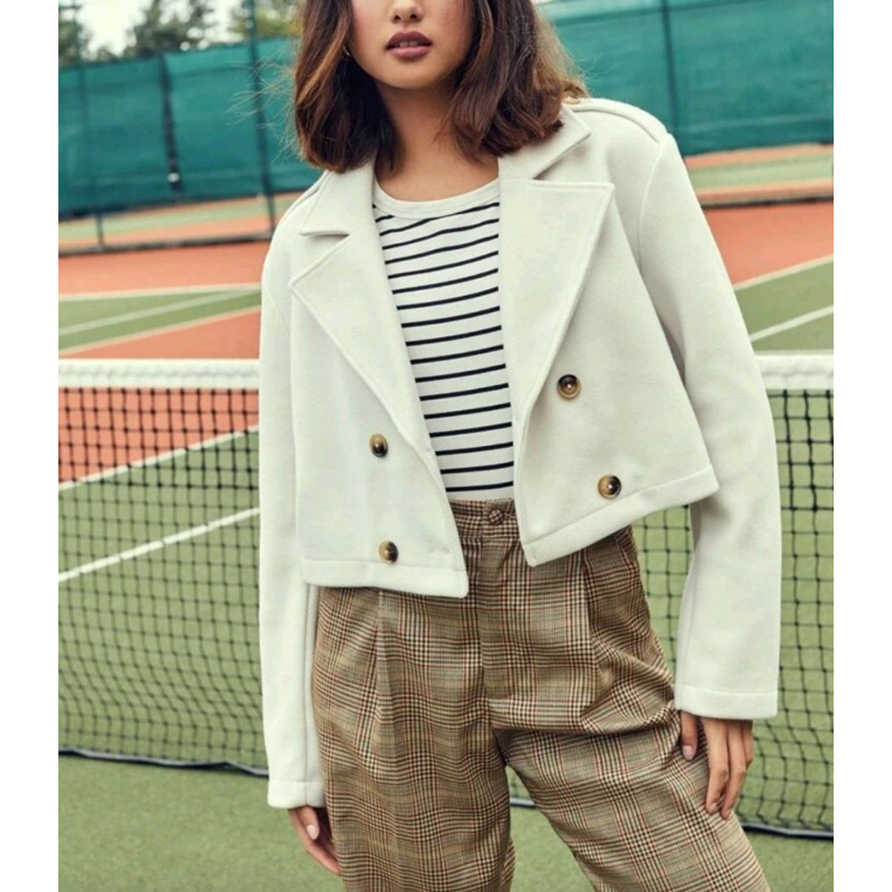 Women's SHEIN Double Breasted Cropped Pea Coat Size 6 (M) - Picture 1 of 9